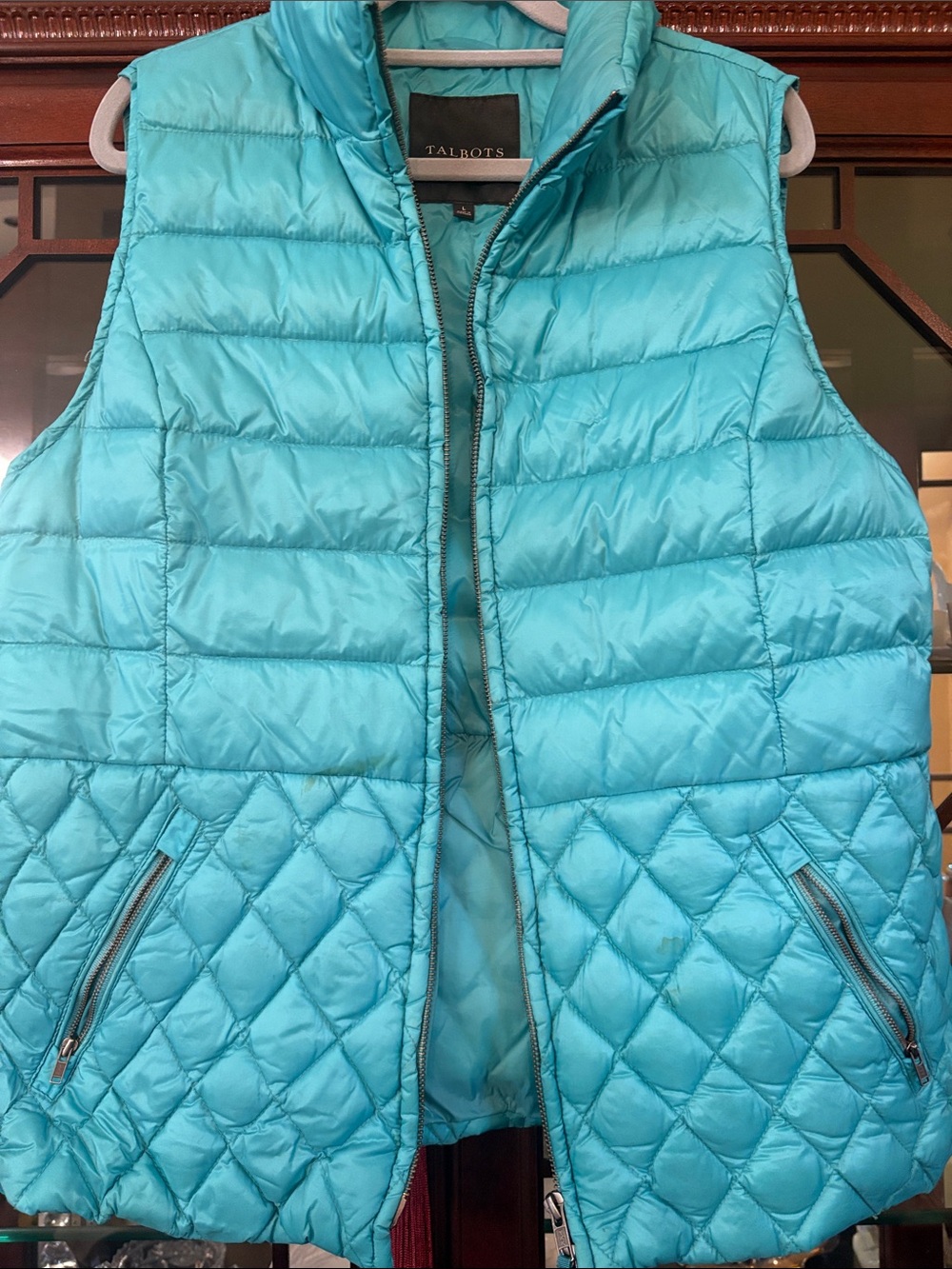 Talbots Aqua Quilted Lightweight Puffer Vest
